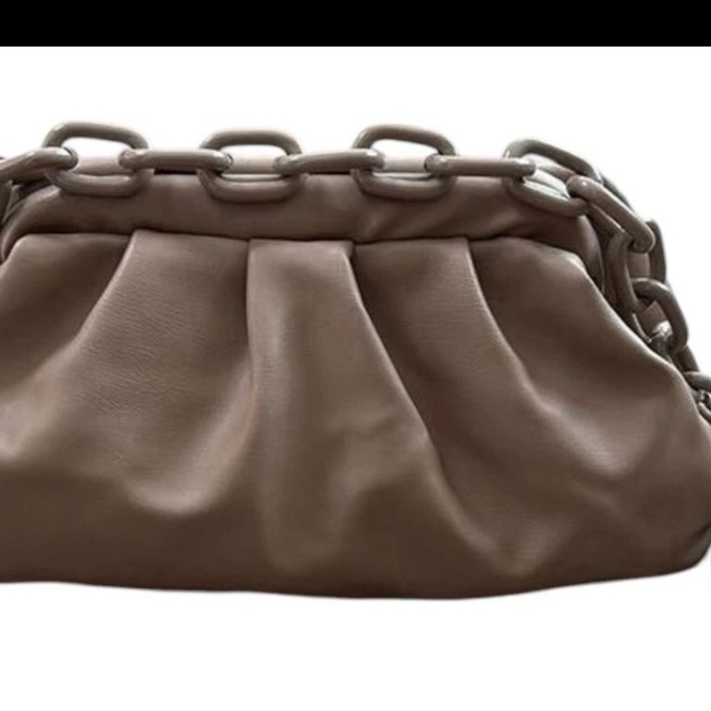 NWT Badgley Mischka  Taupe Color Designer Clutch Detachable Strap - Picture 8 of 10